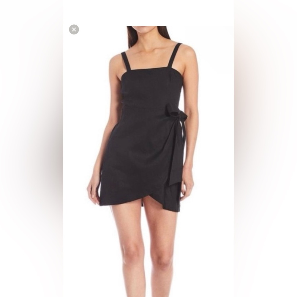 Gianni Bini Selena Linen Black Side Wrap Dress, Size 12